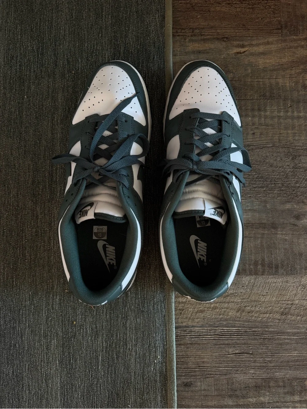 Nike dunks in Dark Green and White